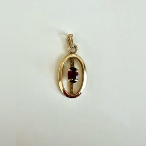 Vintage 1/20 12k Gold Filled Necklace Pendant with Garnet